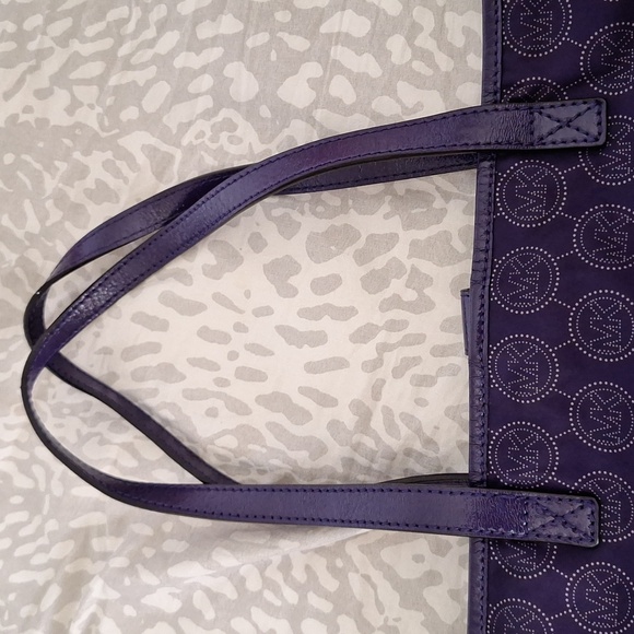 Purple & Gold Medium MK Monogram Dots Print Tote Bag - Picture 6 of 13